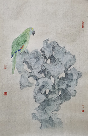 朱三秋作品《绿色的精灵》规格：66X43cm 2021年
